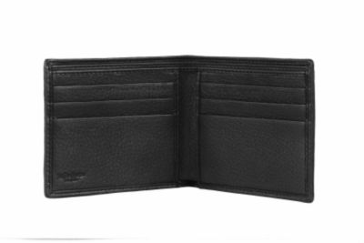 Wallet with Metal Engraved Plate in Black Leather